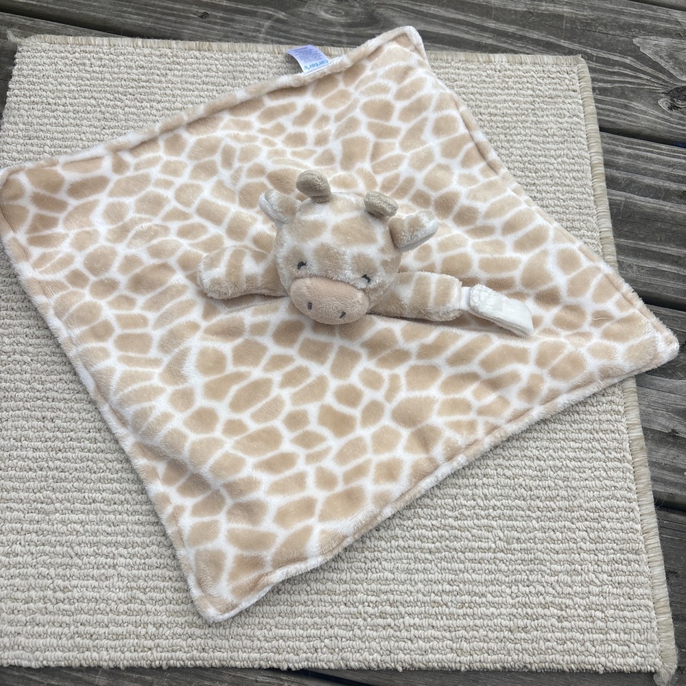 Carters Brown Giraffe Baby Lovey Plush Security Blanket w/ Pacifier Holder Loop